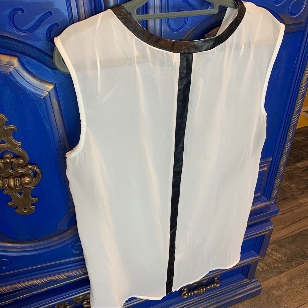Bellatrix Sleeveless Top White Black Sheer Medium